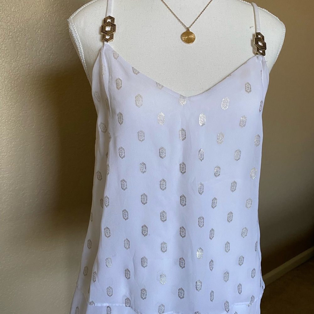 White House Black Market Gold Detailed Spaghetti Strap Camisole